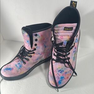 Dr. Martens Women's Sheridan Fashion Boot Pink Rainbow Burst Size 8. Great shape